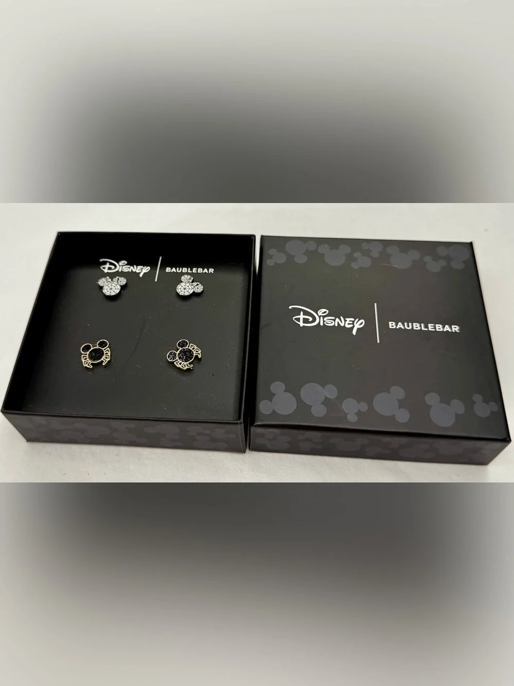 Kids Black Halloween Crystal Mickey Stud Earring Set